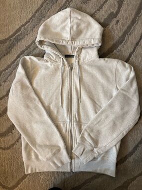 Brandy Melville Light Gray Zip-Up Hoodie